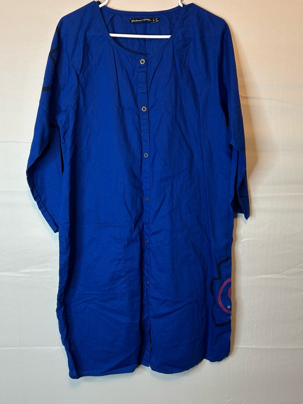 Gudrun Sjoden Women’s Medium Cotton Linen Blend Dress Shift Blue Minimalist 63